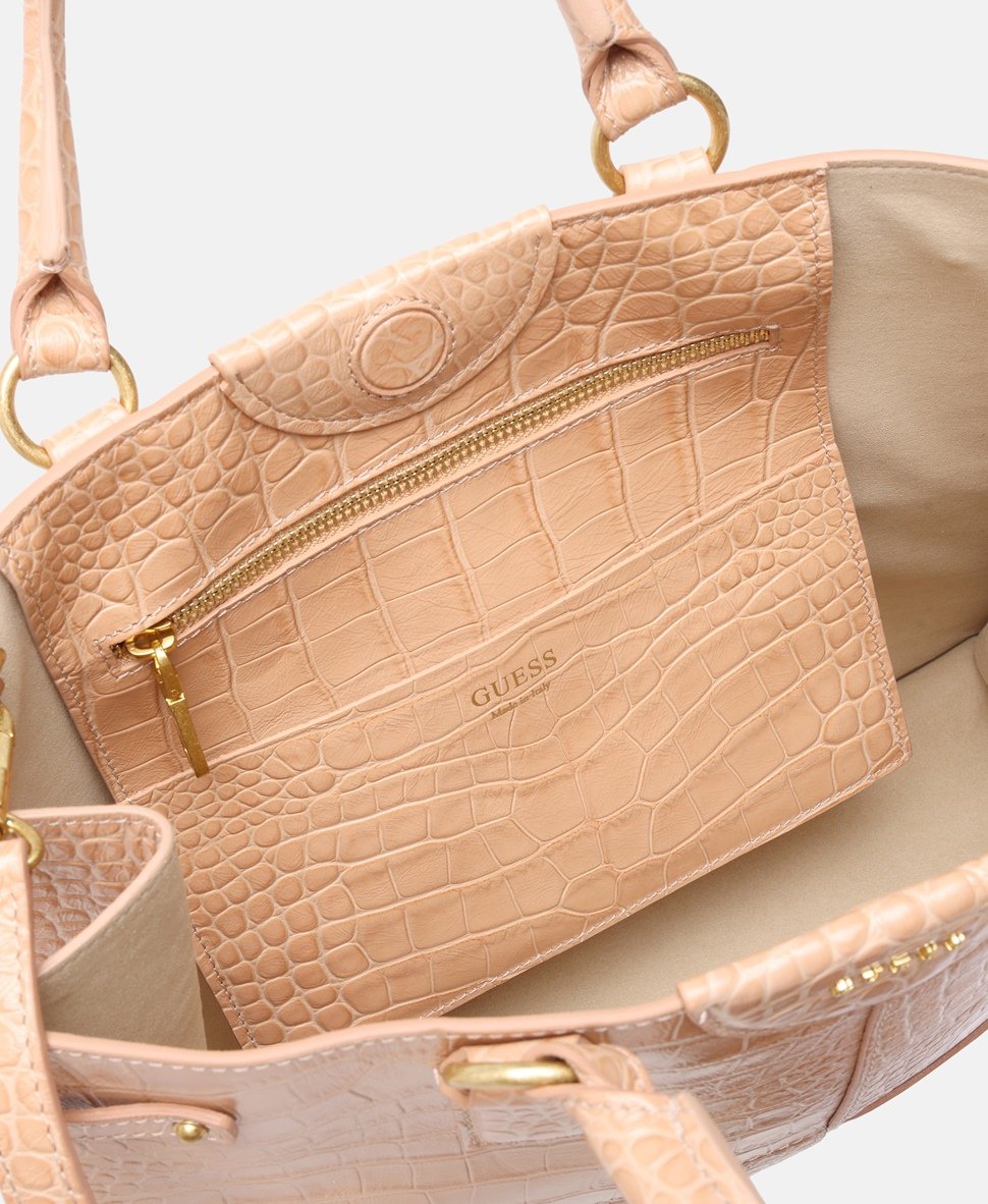 Guess kožená kabelka tote Béžová 3