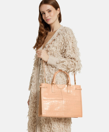 Guess kožená kabelka tote Béžová 5