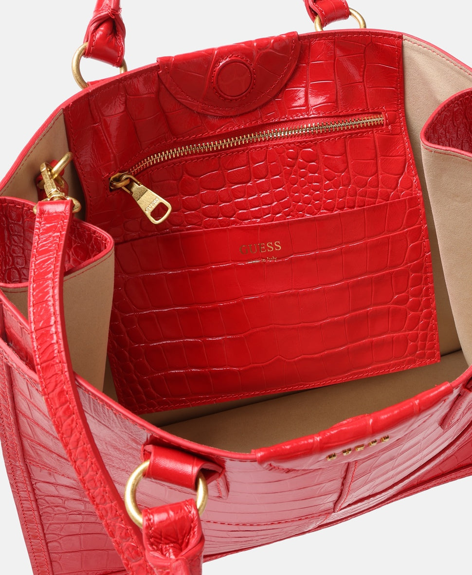 Guess kožená kabelka tote Červená 3