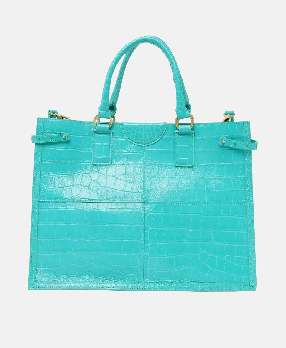 Guess kožená kabelka tote Tyrkysová 4