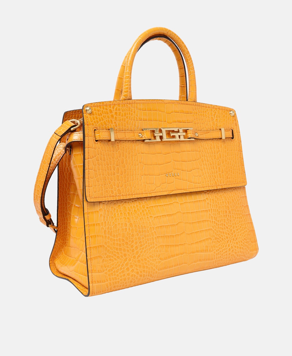 Guess kožená kabelka tote Oranžová 1