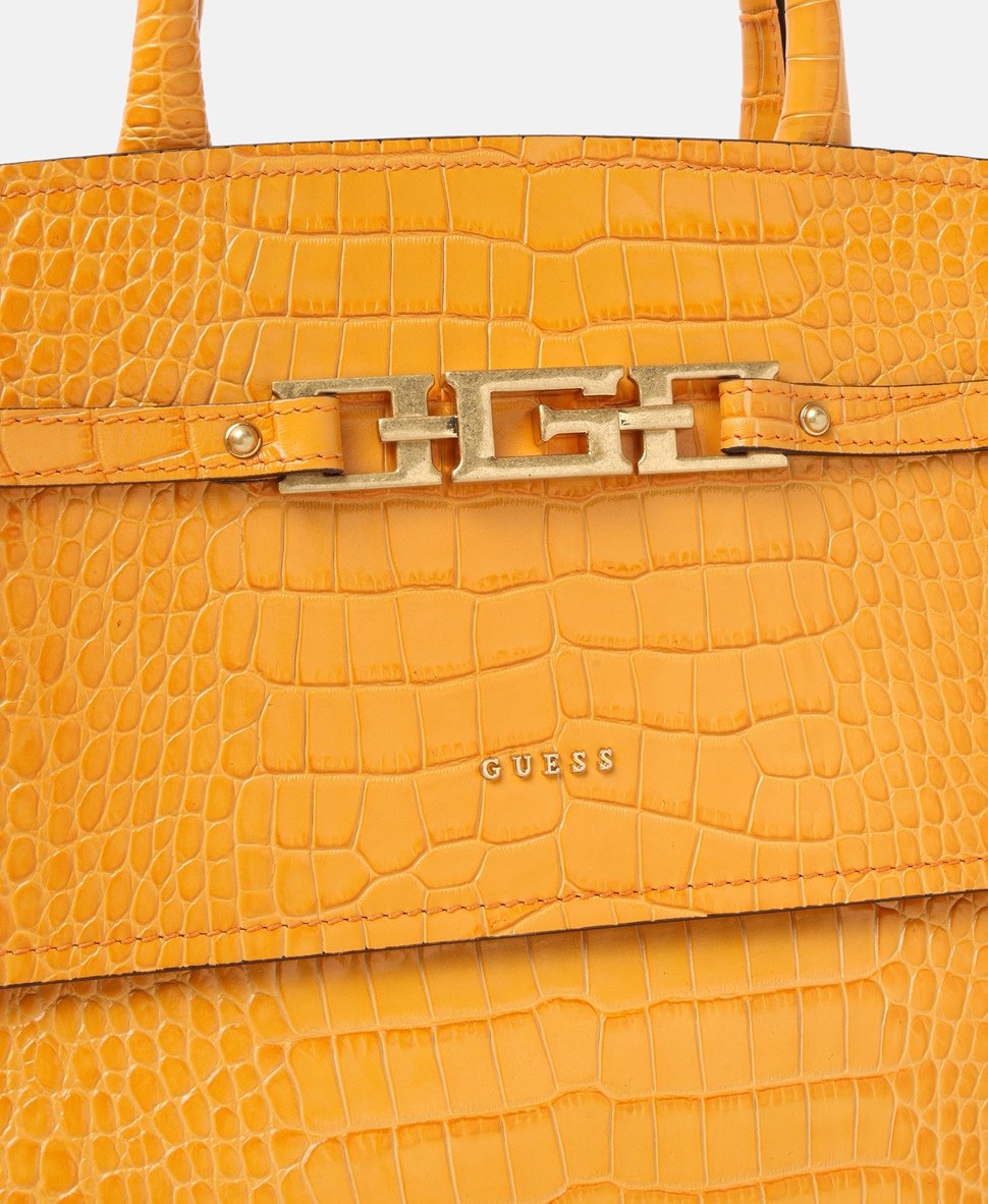 Guess kožená kabelka tote Oranžová 2