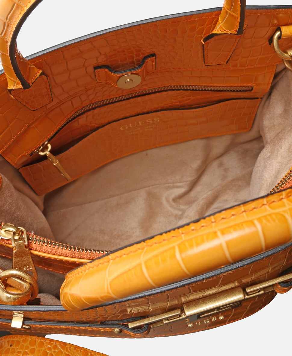 Guess kožená kabelka tote Oranžová 3