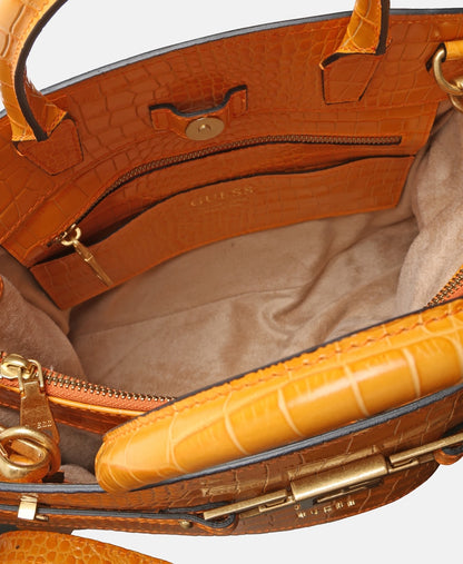 Guess kožená kabelka tote Oranžová 3