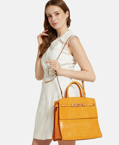 Guess kožená kabelka tote Oranžová 5