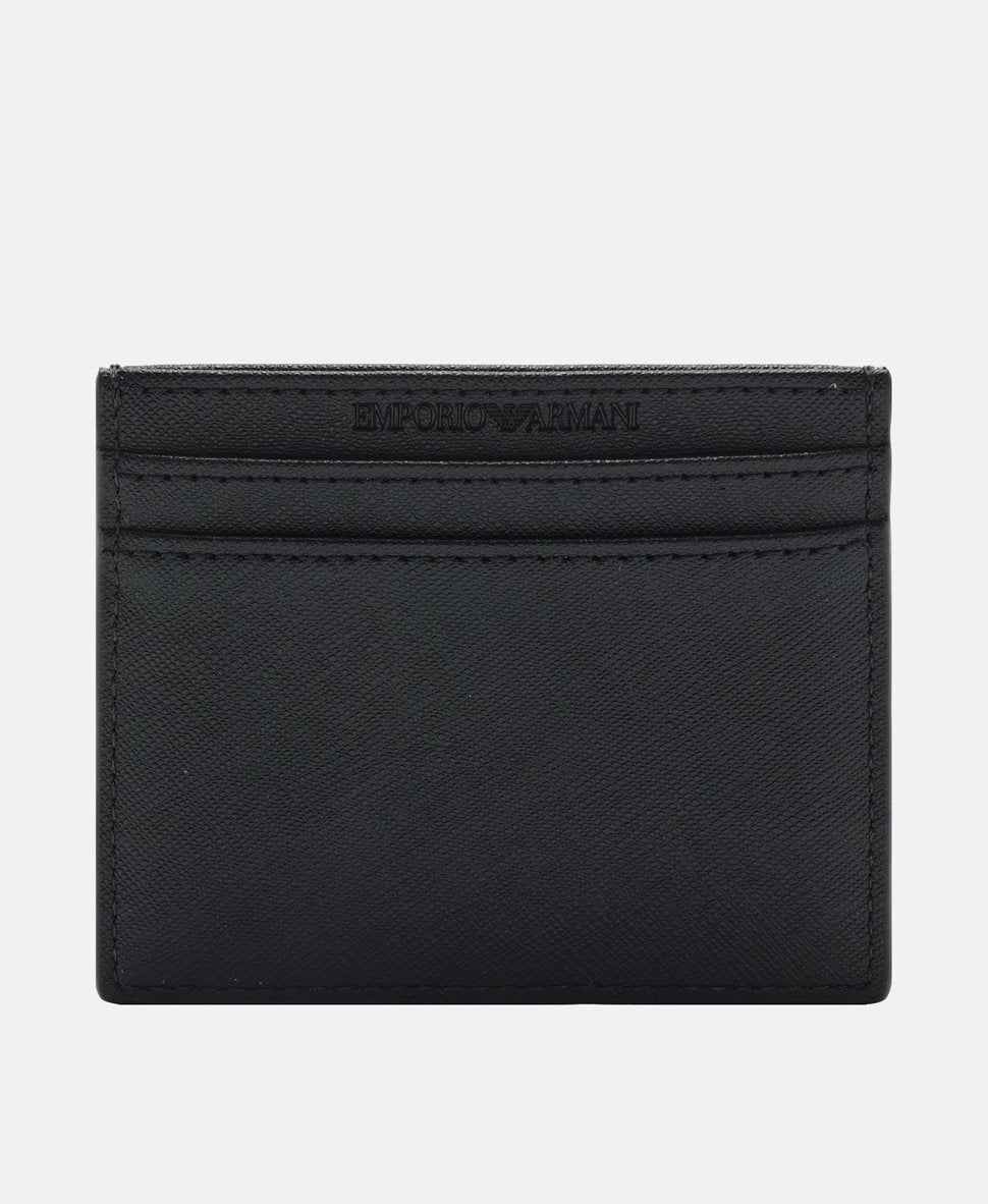 Emporio Armani kožené pouzdro na karty Černá 2