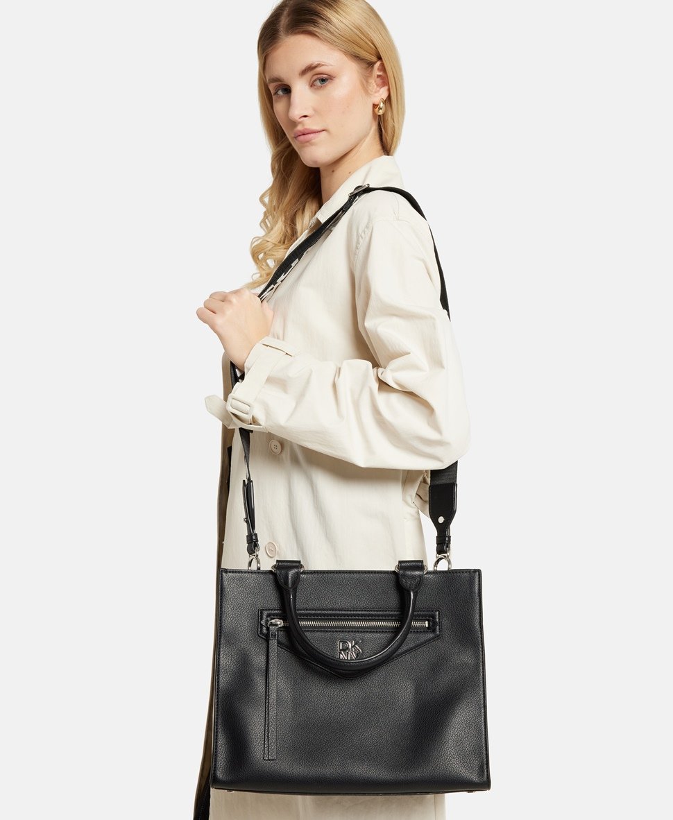 DKNY kožená kabelka tote Černá 5