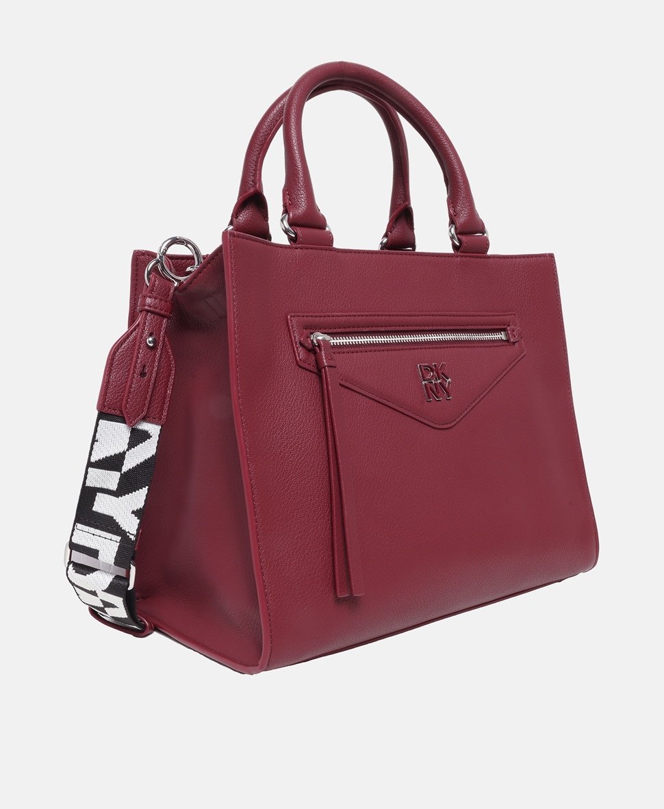 DKNY kožená kabelka tote Bordó 1