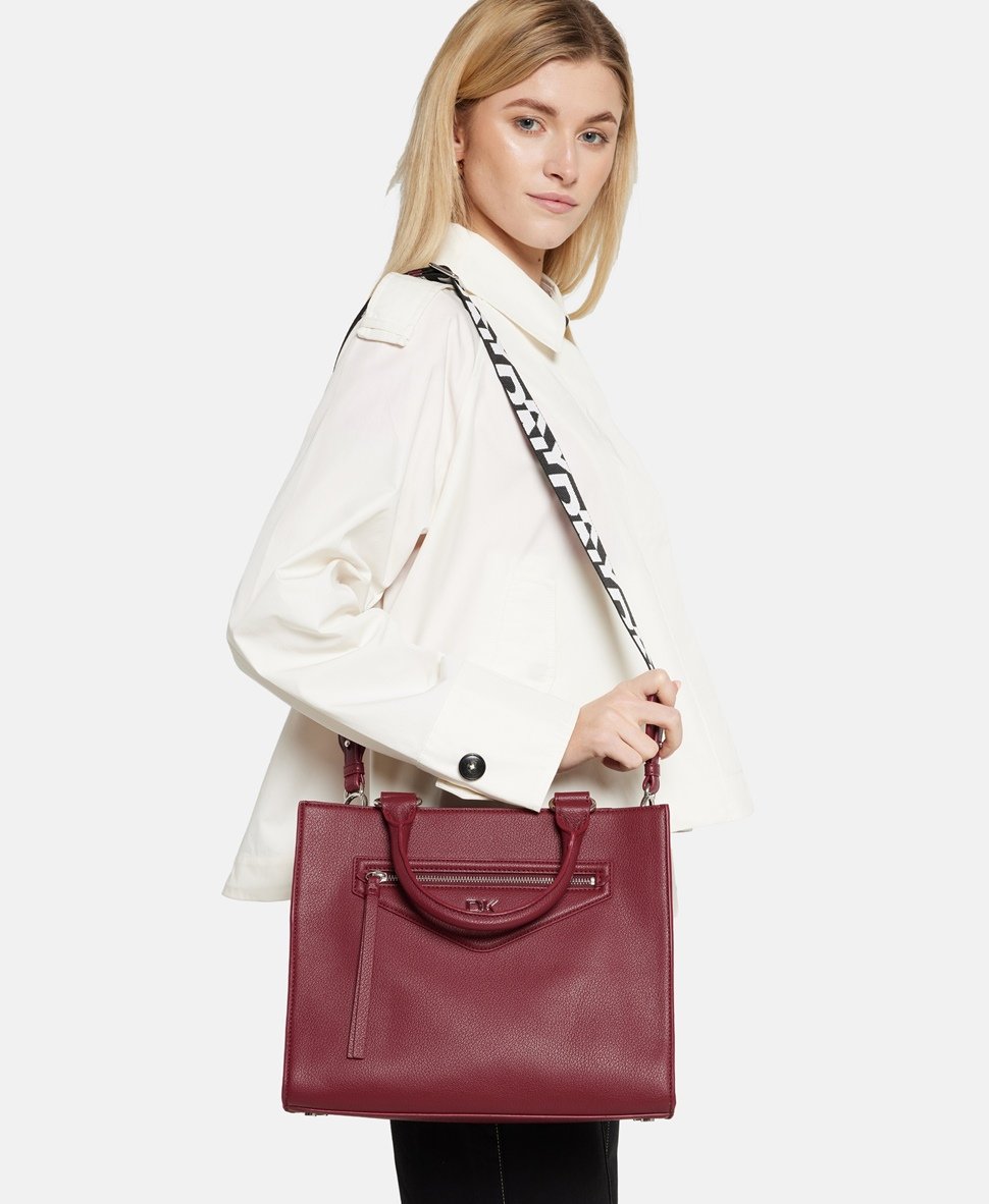 DKNY kožená kabelka tote Bordó 5