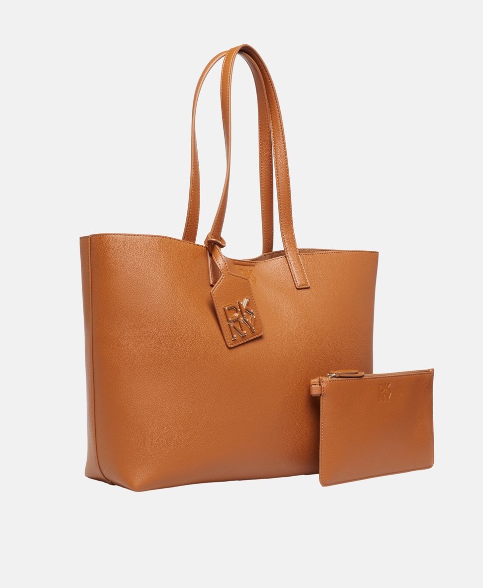 DKNY kožená kabelka shopper Camel 2