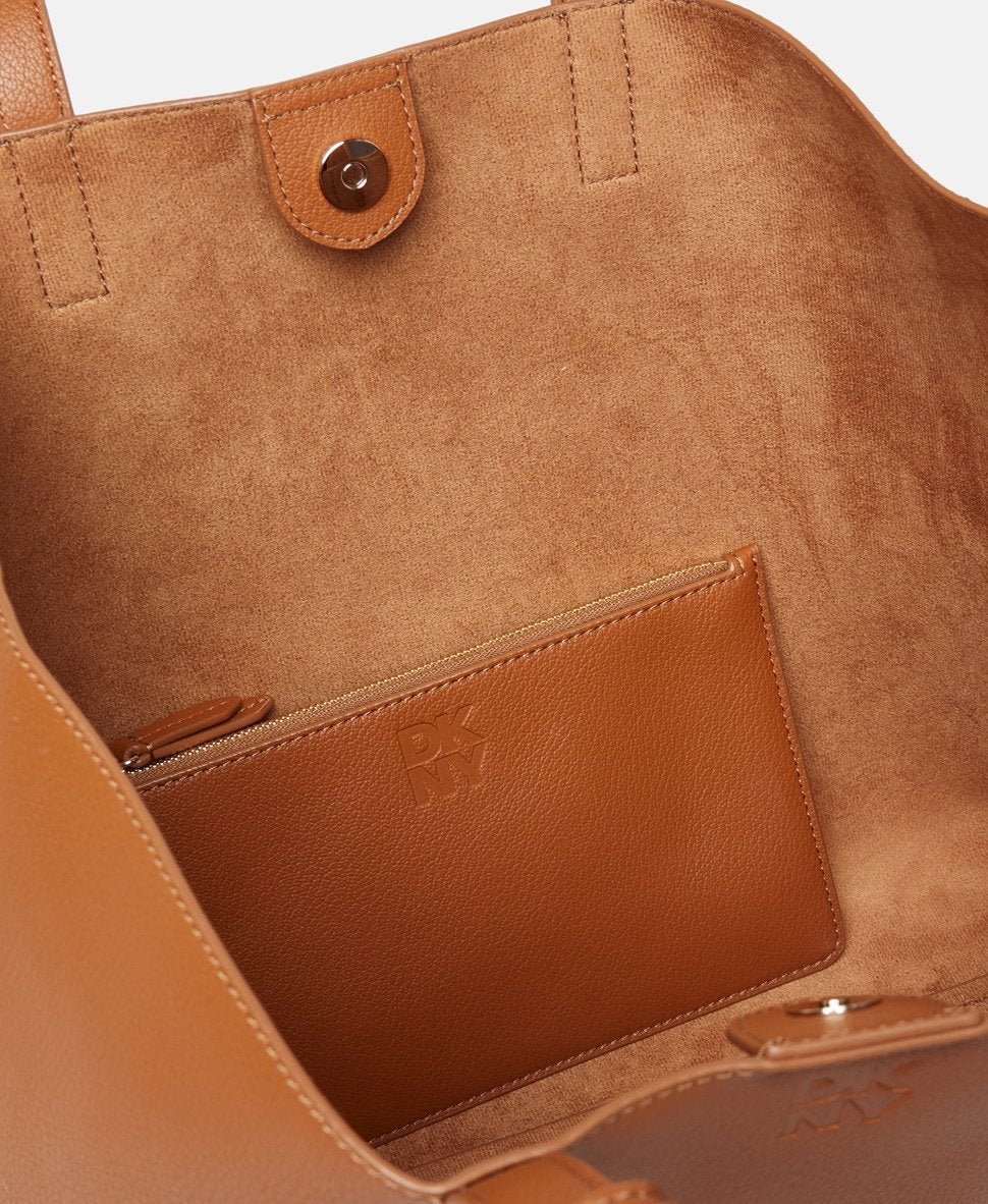 DKNY kožená kabelka shopper Camel 3