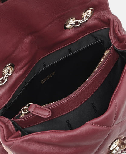 DKNY Kožená kabelka přes rameno Bordó 3