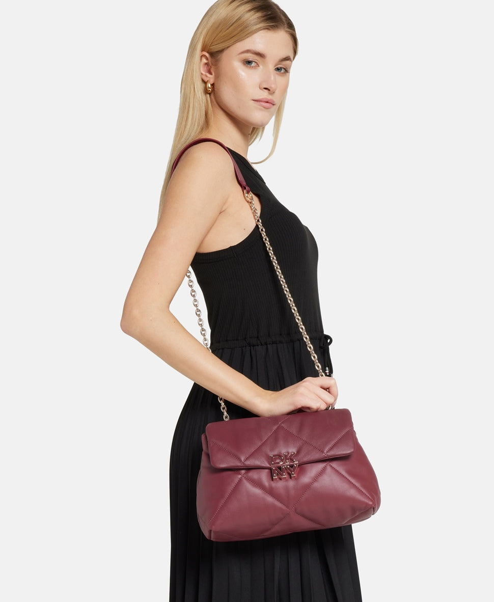 DKNY Kožená kabelka přes rameno Bordó 5