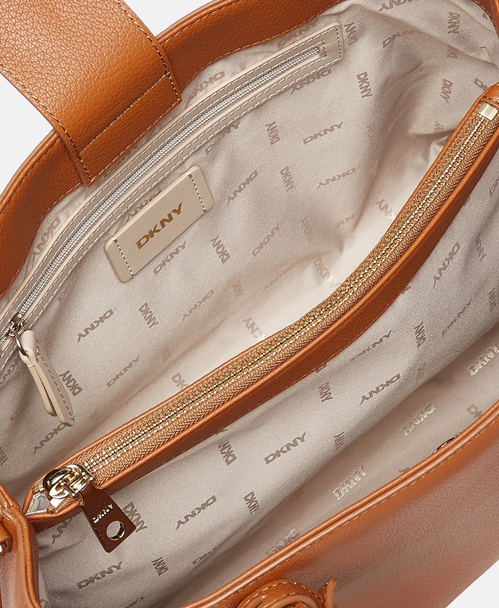 DKNY kožená kabelka tote Camel 3