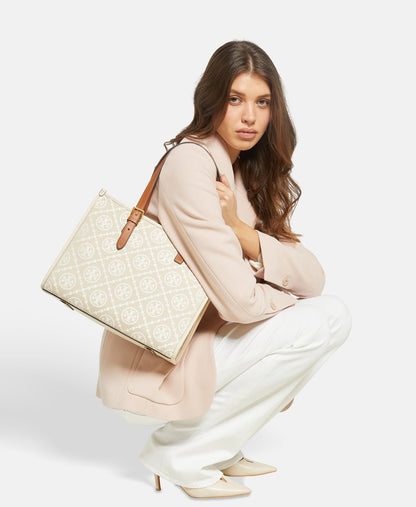 Tory Burch kožená kabelka tote Bílá 5