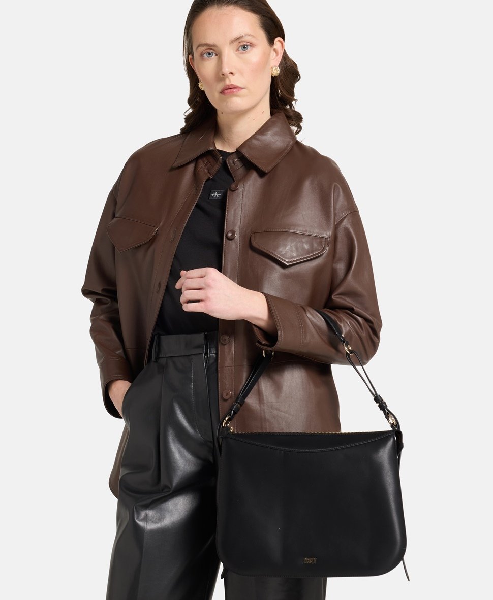 DKNY kožená hobo kabelka Černá 5