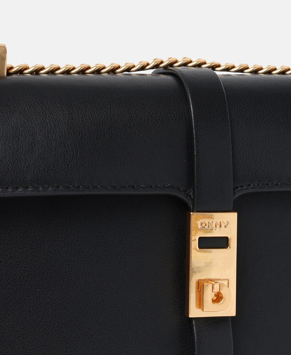 DKNY Kožená kabelka přes rameno Černá 2