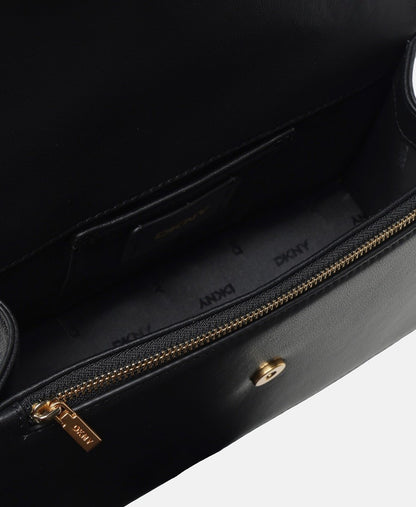 DKNY Kožená kabelka přes rameno Černá 3