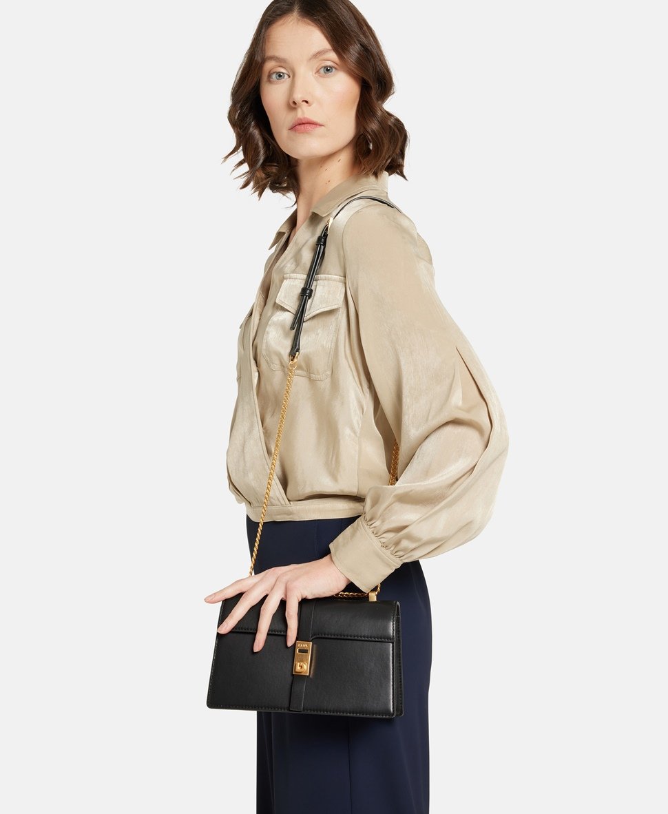 DKNY Kožená kabelka přes rameno Černá 5