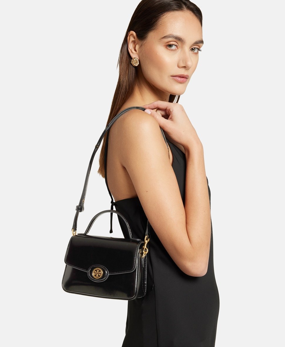 Tory Burch Kožená kabelka přes rameno Černá 5