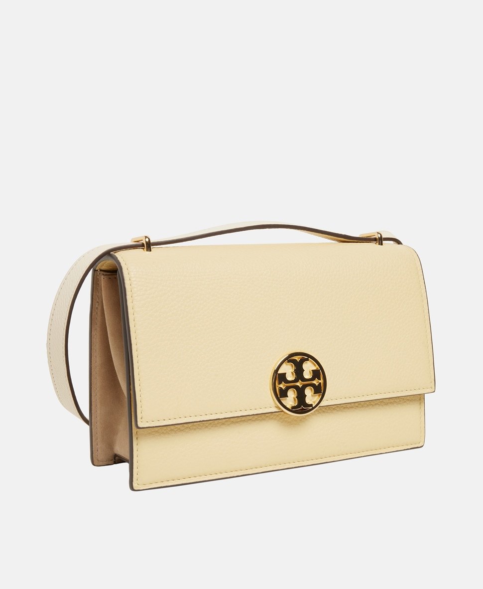 Tory Burch Kožená kabelka přes rameno Žlutá 1