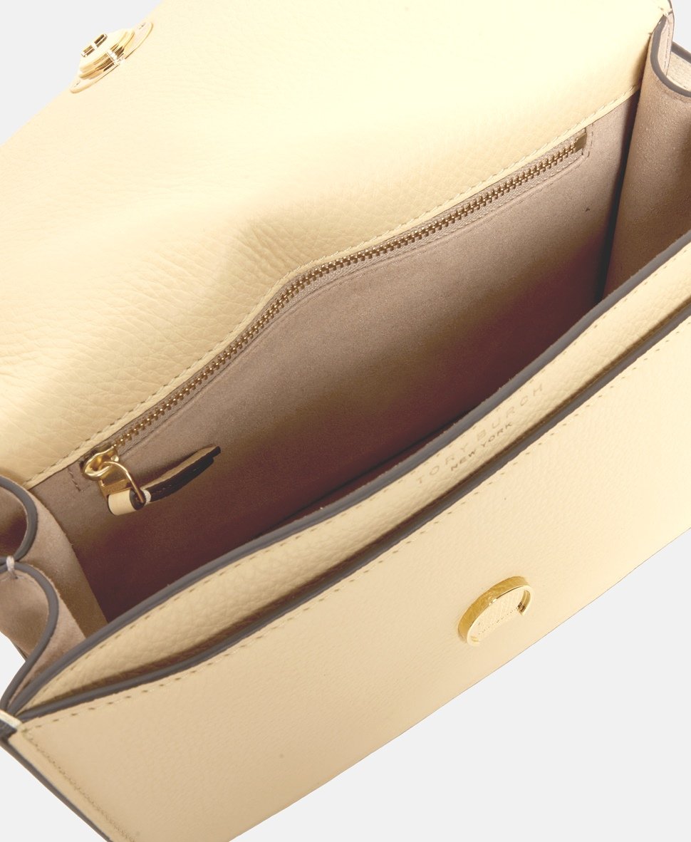 Tory Burch Kožená kabelka přes rameno Žlutá 3