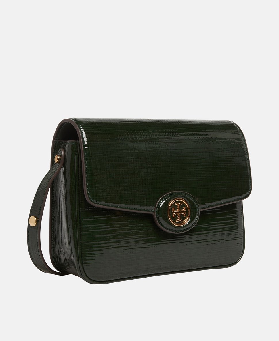 Tory Burch Kožená kabelka přes rameno Zelená 1
