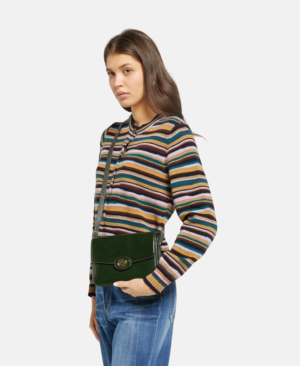Tory Burch Kožená kabelka přes rameno Zelená 5