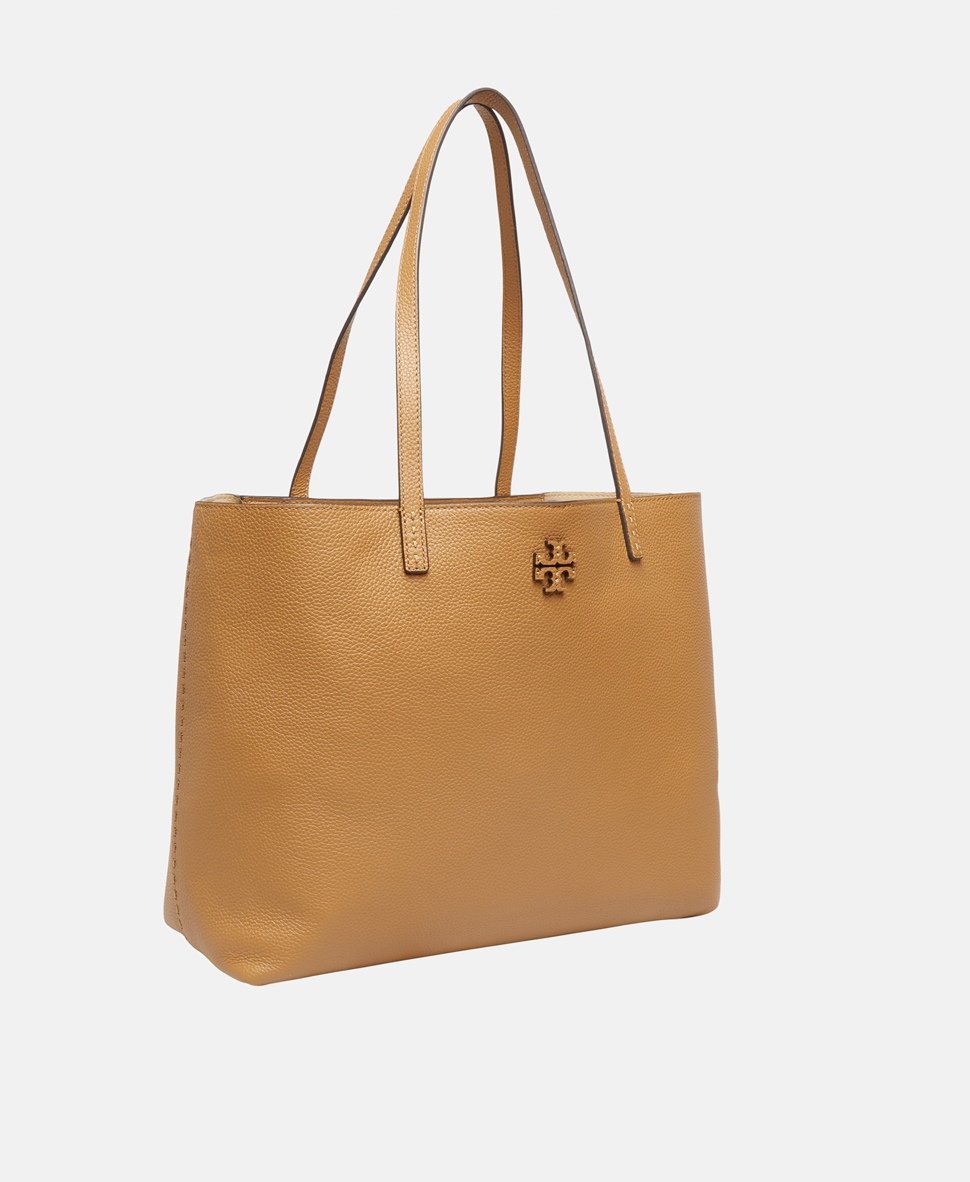 Tory Burch kožená kabelka shopper Hnědá 1