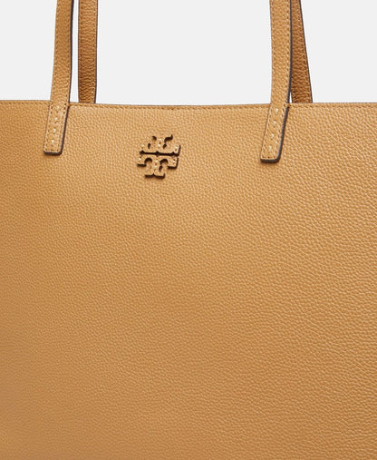 Tory Burch kožená kabelka shopper Hnědá 2