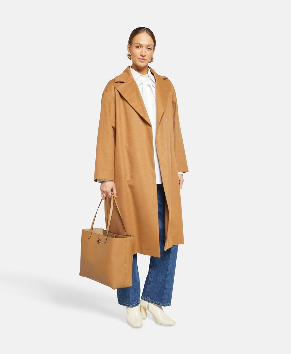 Tory Burch kožená kabelka shopper Hnědá 5