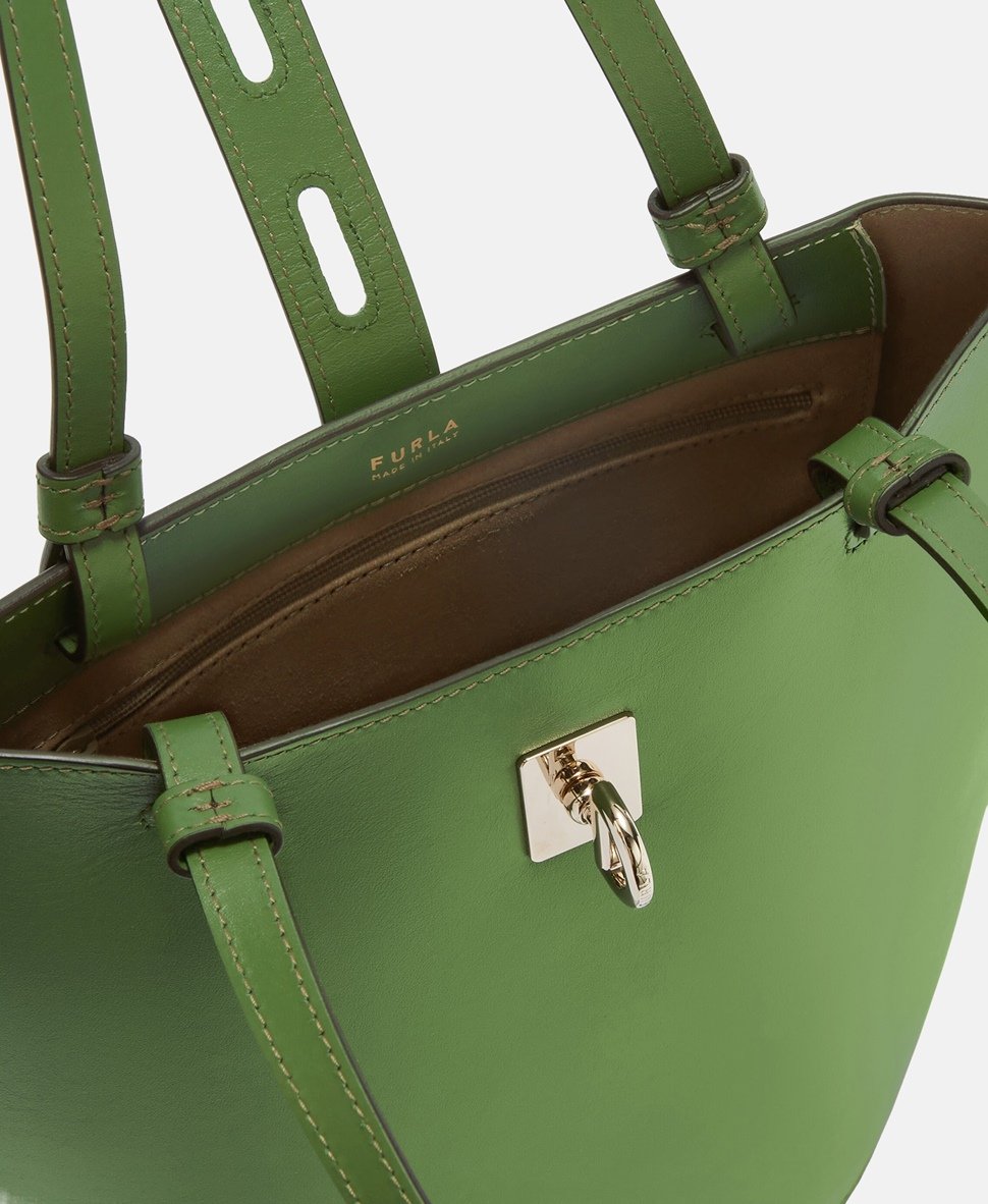 Furla kožená kabelka tote Zelená 3