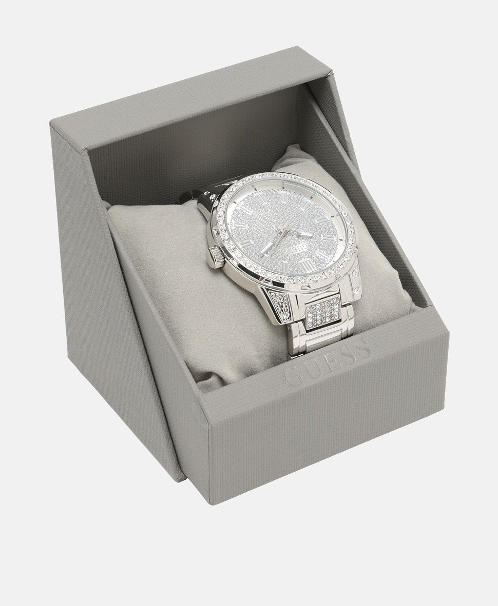 Guess hodinky s diamanty Stříbrná 4