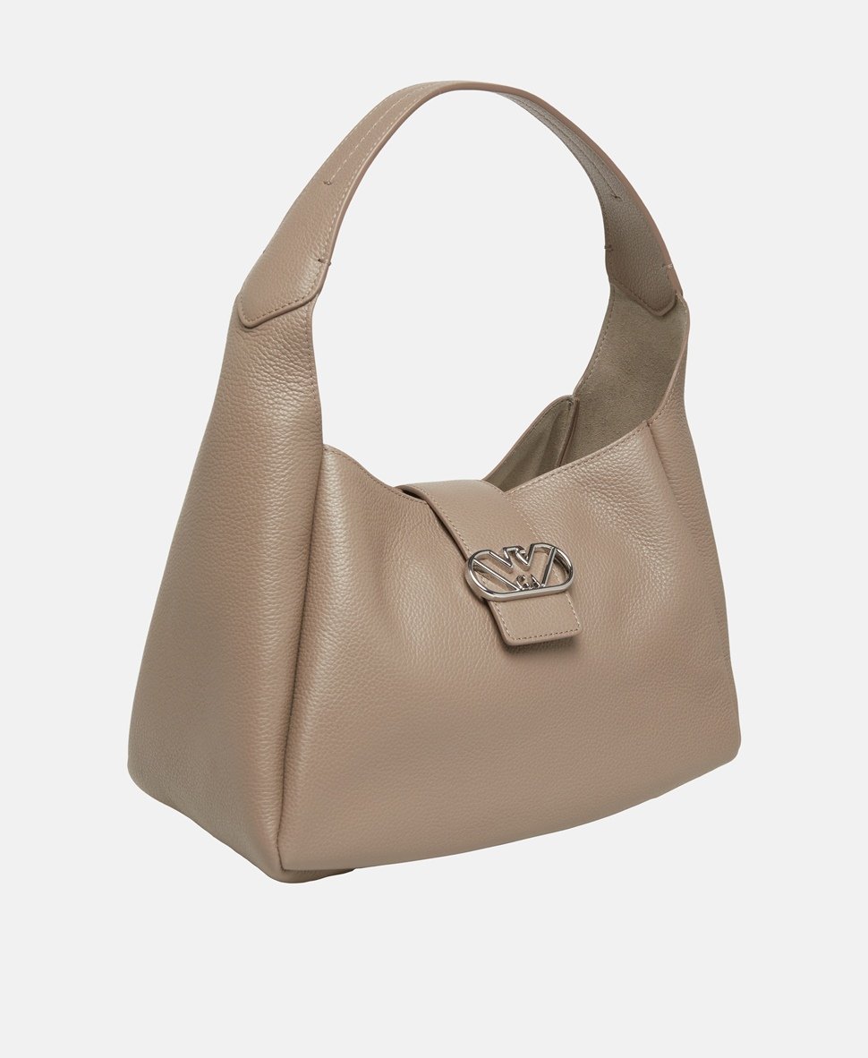 Emporio Armani Kožená kabelka přes rameno Taupe 1