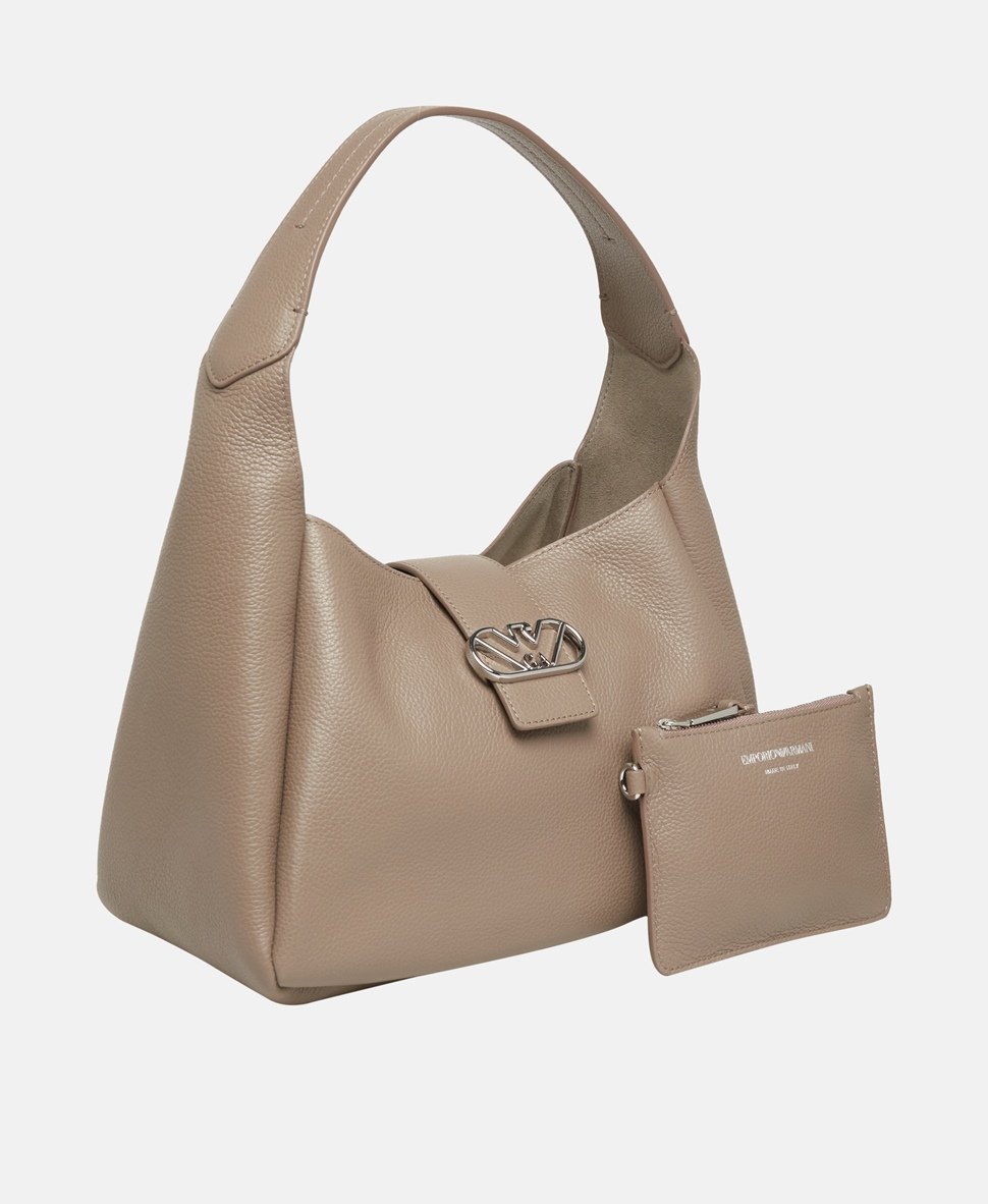Emporio Armani Kožená kabelka přes rameno Taupe 2