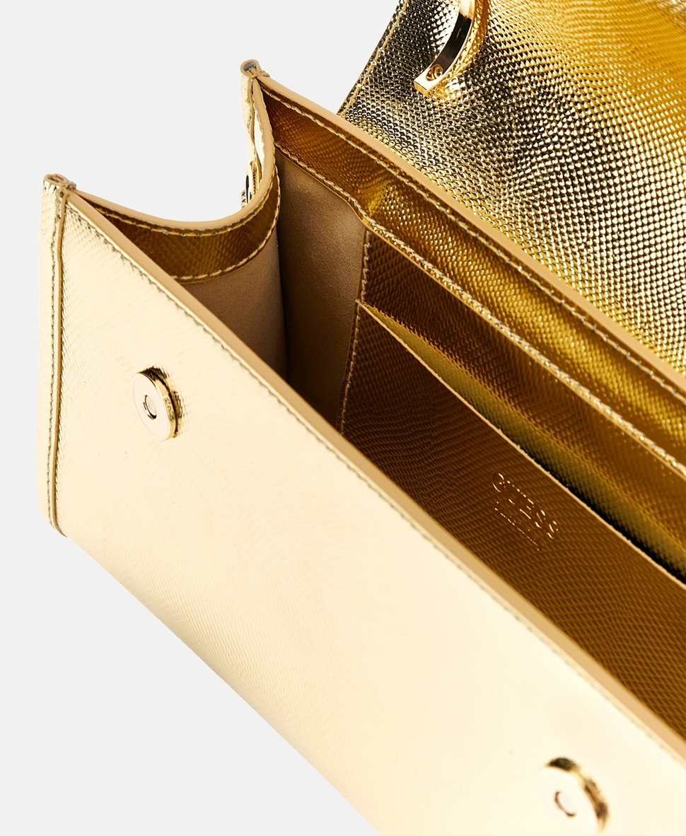 Guess kožená kabelka Zlatá 3