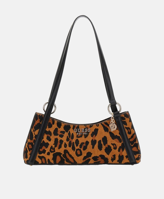 Guess Kožená kabelka přes rameno Černá 1