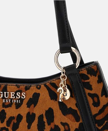 Guess Kožená kabelka přes rameno Černá 2