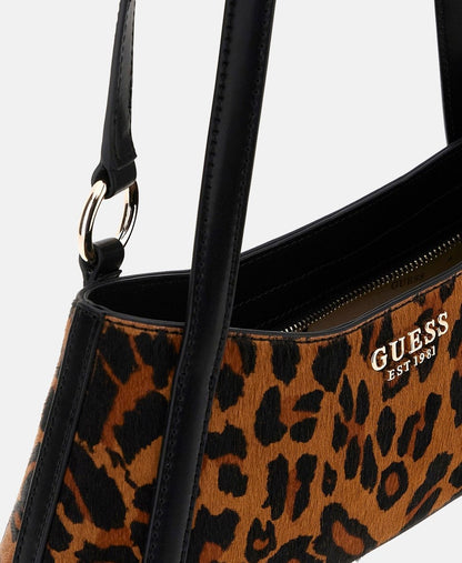 Guess Kožená kabelka přes rameno Černá 3