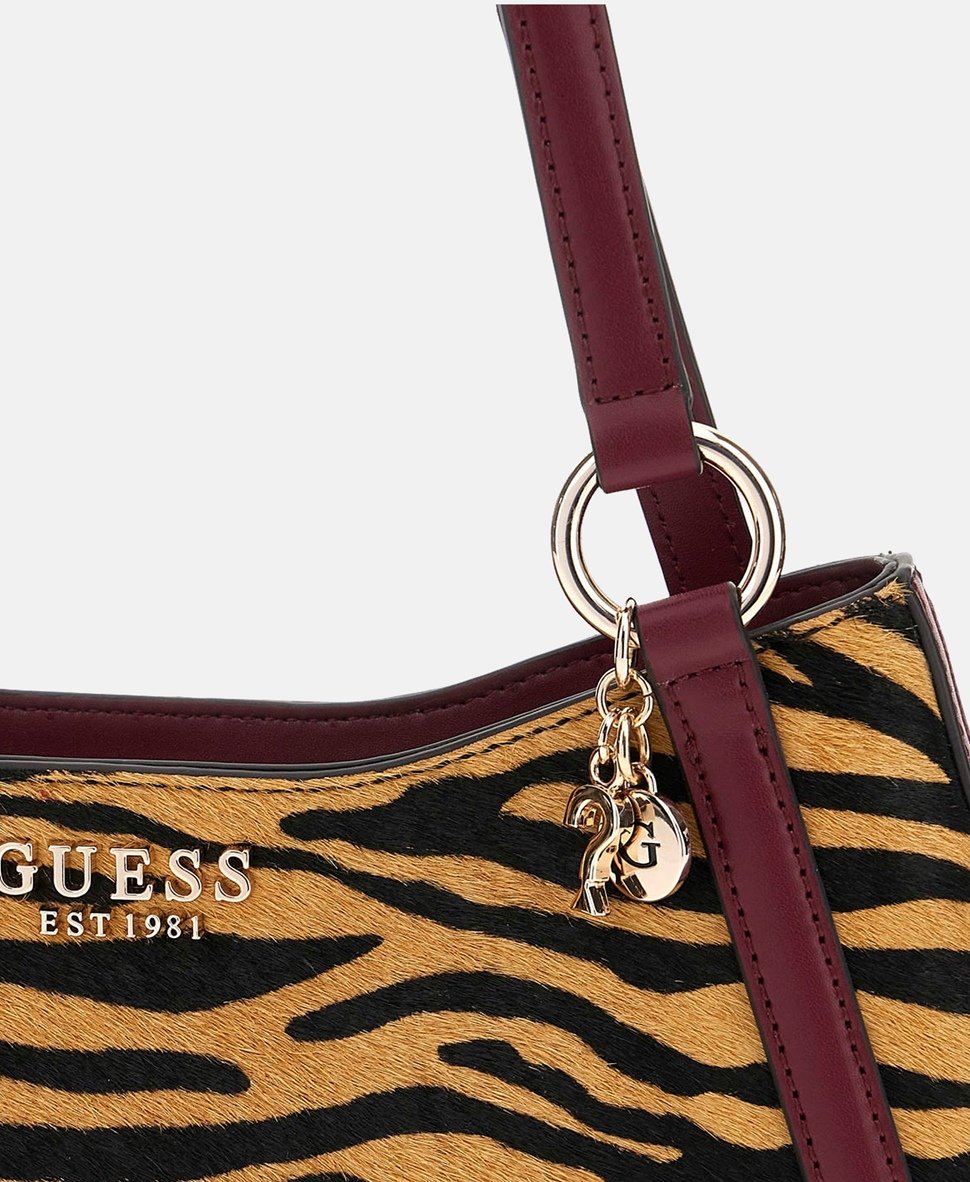 Guess Kožená kabelka přes rameno Černá 2