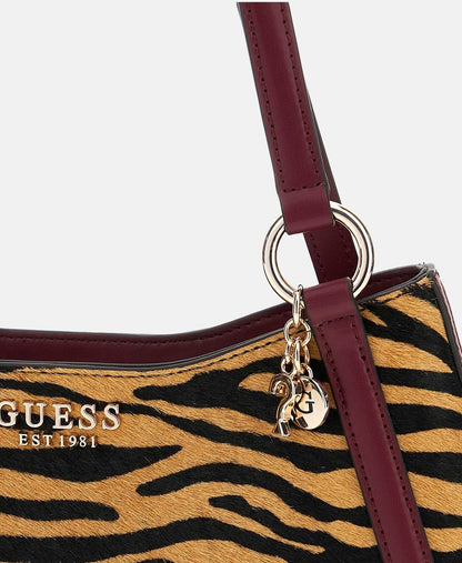 Guess Kožená kabelka přes rameno Černá 2